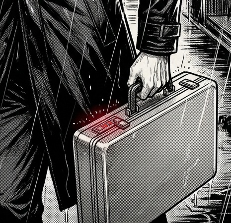 Viñeta 3 — Detalle del maletín sellado